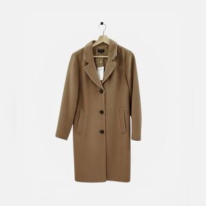 Quince Camel Hair Tailored Midi Coat Mocha Brown Small NWT